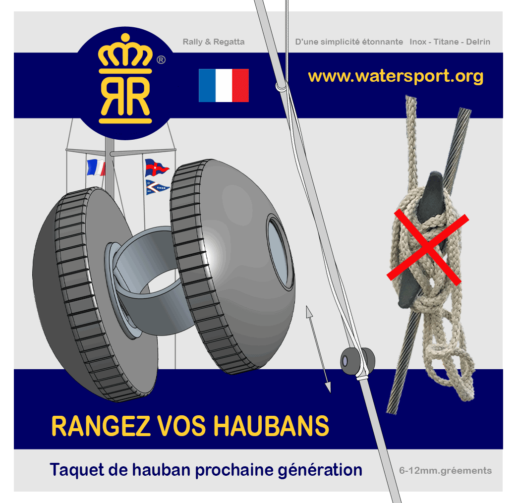 Taquet de hauban a bouton pour voiliers. Inox Titane Delrin. La manière élégante de fixer&nbsp; votre drisse de pavillon. D'une simplicité étonnante. Pratiquement aucun dommage dû au frottement des voiles. Petit et lisse par rapport aux taquets de hauban conventionnels. Installation facile. Faible dérive.