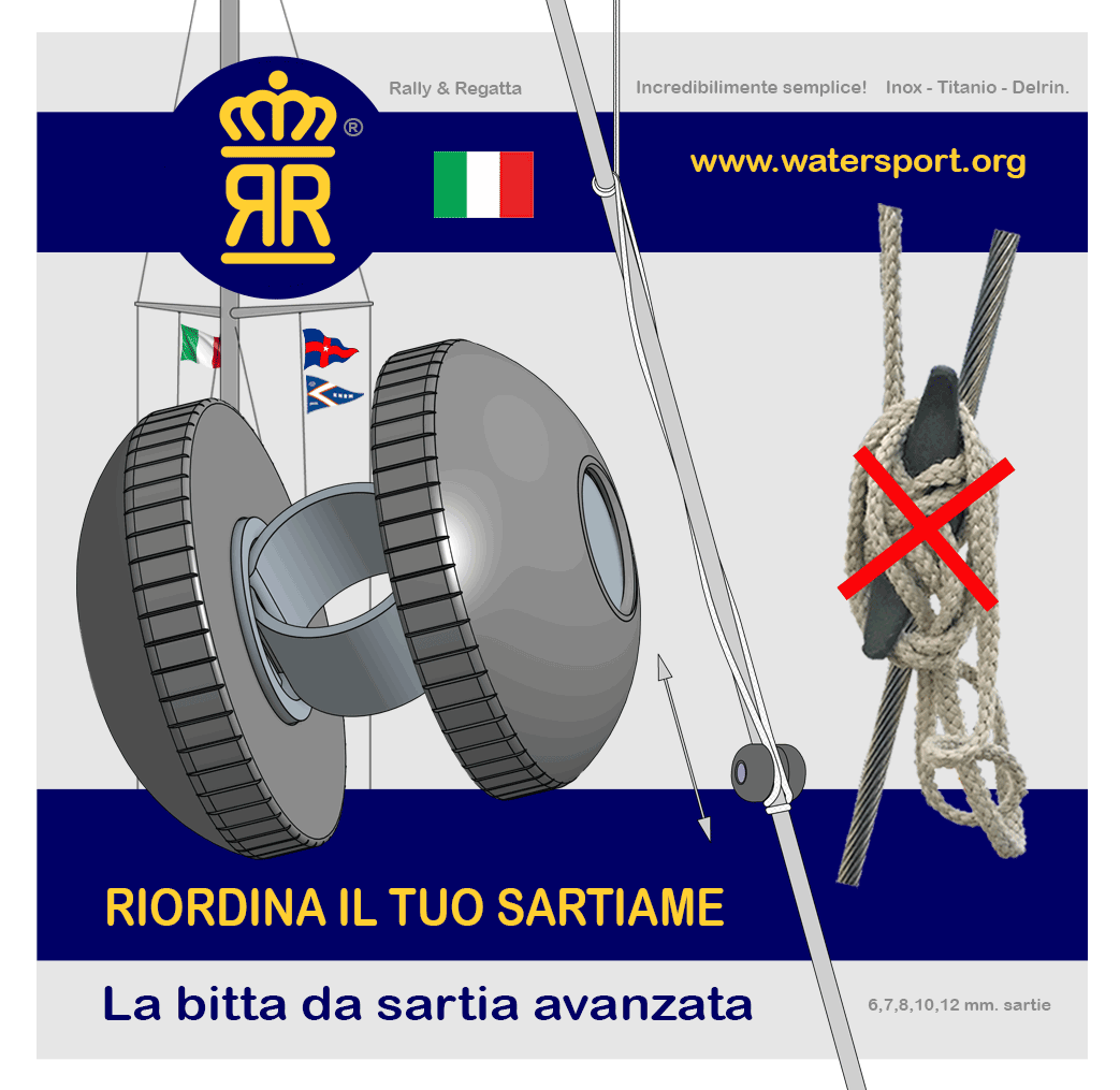 Bitta da sartia a bottone per barche a vela. Acciaio inox Titanio Delrin. Il modo elegante per fissare la drizza bandiera. Incredibilmente semplice.