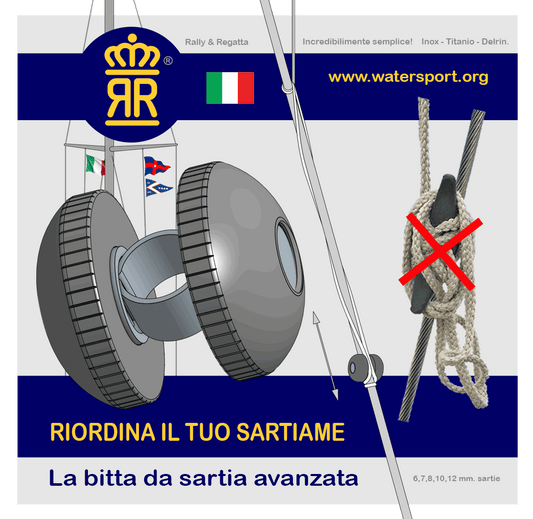 Bitta da sartia a bottone per barche a vela. Acciaio inox Titanio Delrin. Il modo elegante per fissare la drizza bandiera. Incredibilmente semplice.